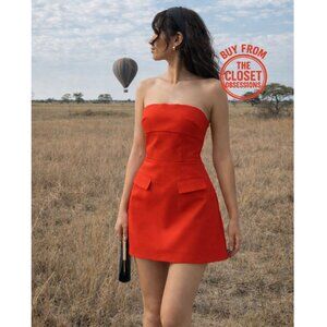 ZARA Strapless Fitted Mini Dress NWT | Red Orange | Size L
